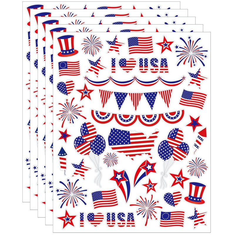 Iconikal 200-Count July 4th Static Vinyl Window Cling Decorations, Patriotic