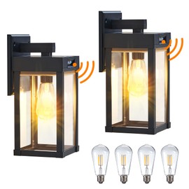 LUHLEE Solar Wall Lights Outdoor, 2 Pack Solar Porch Lights Outdoor with Motion Sensor, IP65 Waterproof Solar Wall Sconce Lights,Outdoor Solar Lights for House, Front Porch, Wall, Garage, Patio, Shed