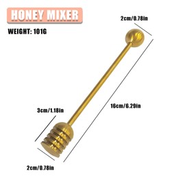Honey Dipper Sticks-Stainless Steel Honey Spoon 6.29 inch Honeycomb Stick for Honey Jar Dispense Drizzle Honey (Gold)