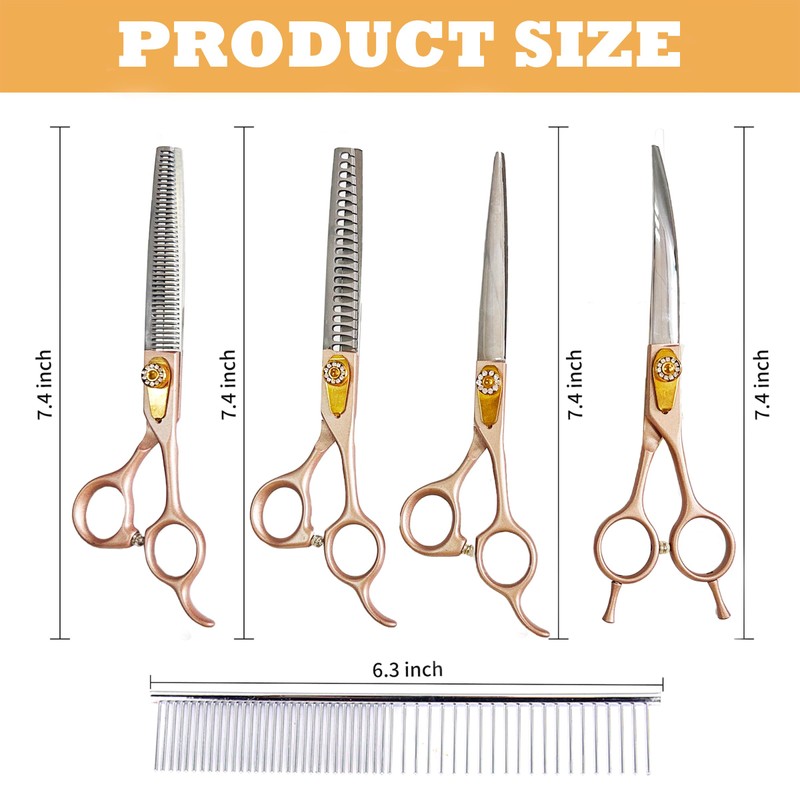 7 Inch Professional Dog Grooming Scissors Kit, 6-in-1 Grooming Scissors