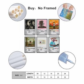 KUNYOS Tyler The Creator Poster Unframed (Set of 6) Album Cover Posters Music Canvas Posters 08x12inch(20x30cm) Style