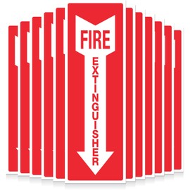 SignSeries Fire Extinguisher Sticker Pack of 12 – 4 Mil Vinyl Fire Extinguisher Tags – Weatherproof Self-Adhesive Safety Signs for Workplace Firefighter Stickers – Ultra Bright Red and Whie Colors