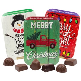 Christmas Assorted Chocolate Truffle Boxes, Milk and Dark, Holiday Stocking Stuffers, 4 in Each (Pack of 3)