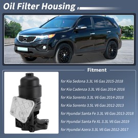 RATCHROLL No.263003CAB1 Complete Engine Oil Filter Housing Assembly for Kia Sedona Sorento Cadenza 2014-2016 Engine Oil Filter with Gaskets for Hyundai Santa Fe Azera 2013-2019 V6 3.3L 3.5L