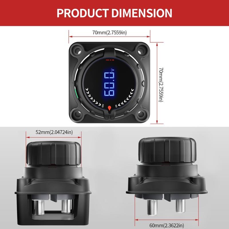 Battery Disconnect Power Switch with Digital Voltage Display,DC 5-60V
