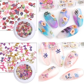 BELICEY 300Pcs 3D Wood Pulp Flower Nail Art Charm Butterfly Nails Art Flower Nail Charms Clear Bow Butterfly Nailfor Nail Art Decoration & DIY Crafting Design
