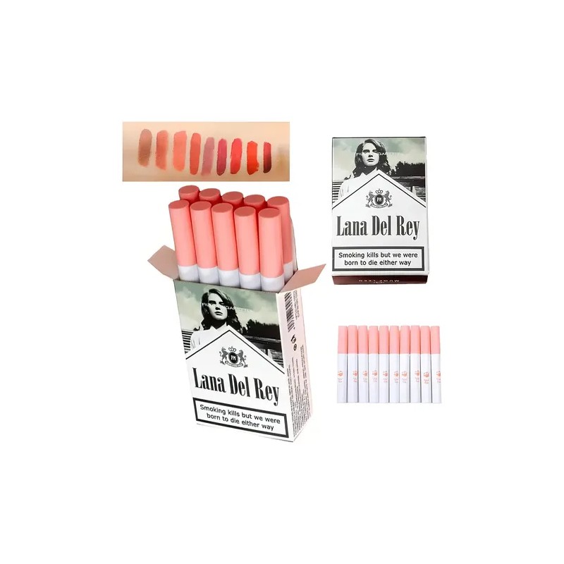 Cajas De Cigarrillos Con Lápiz Labial Mate Lana Del 10