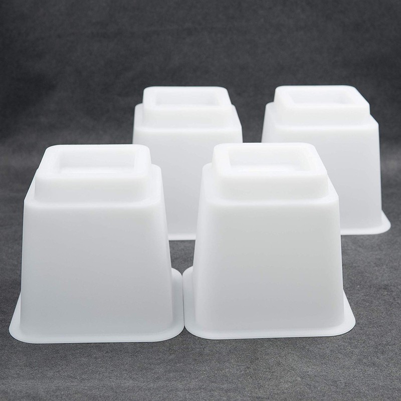 HomeRoots 3" 5" Or 8" White Adjustable Bed Risers Or