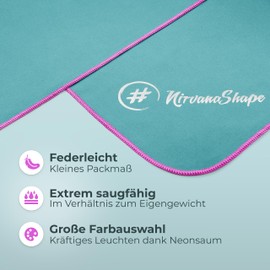 NirvanaShape Mikrofaser Handtuch - Reisehandtuch, Badetuch für Urlauber - kompakte, schnelltrocknende Microfaser Handtücher als Strandtuch, Sporthandtuch - für Reisen, Camping, Sport - 140 x 70 cm