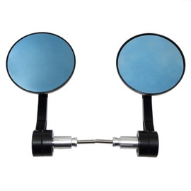 HTTMT- Round CNC Big 7/8" Handle Bar End Rearview Side Mirror Compatible with Most Motorcycle Model with 22mm Standard Handle Bars [P/N: MT252-034-BK]