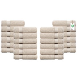 Delara Towels Cotton Washcloths Set 100% Organic Cotton, GOTS Certified Premium Quality Face Cloths, Feather Touch Technology Highly Absorbent and Soft Feel Fingertip Towels, Pack of 24