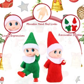 10 Pieces Mini Christmas Dolls Elves Xmas Baby Twins Boy and Girl Dolls Cute Costume Vinyl Face Elves Plush Elves Dolls Miniature Christmas Stocking Filler Toy for Holiday New Year Decoration Present