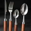 Silverware Set Wood Handle Forks Spoons Steak Knives For Camping