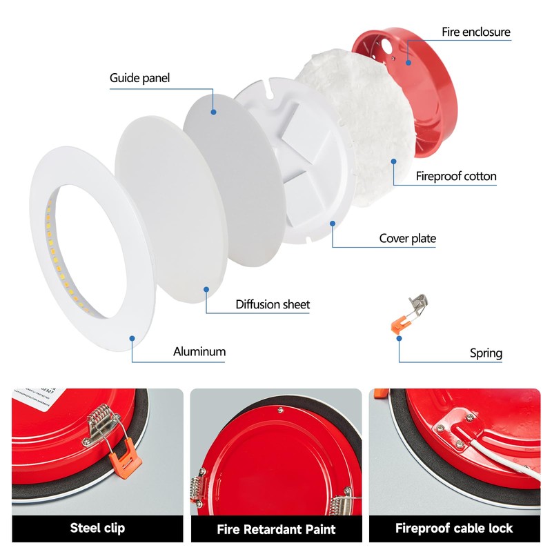 CycevSun 6 Pack Fire Rated Recessed Light 2 Hours, 4