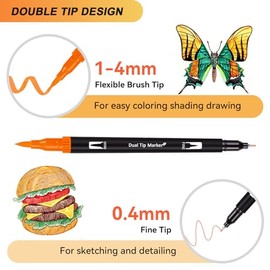 Dual Markers Brush Pens for Adult Kids Coloring Books,120 Colors Art Marker Set with Fine & Brush Tip Pen for Bullet Journaling, Coloring, Drawing, Hand Lettering, Calligraphy, Art Supplies