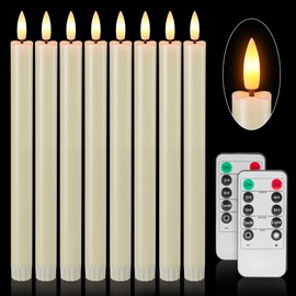 Flameless Taper Candles Battery Operated, Ivory LED Candles with Flickering Flame, 10.23" Plastic Electric Candlesticks, Remote Control & Timer for Home, Wedding, Christmas Decoration (Set of 8)