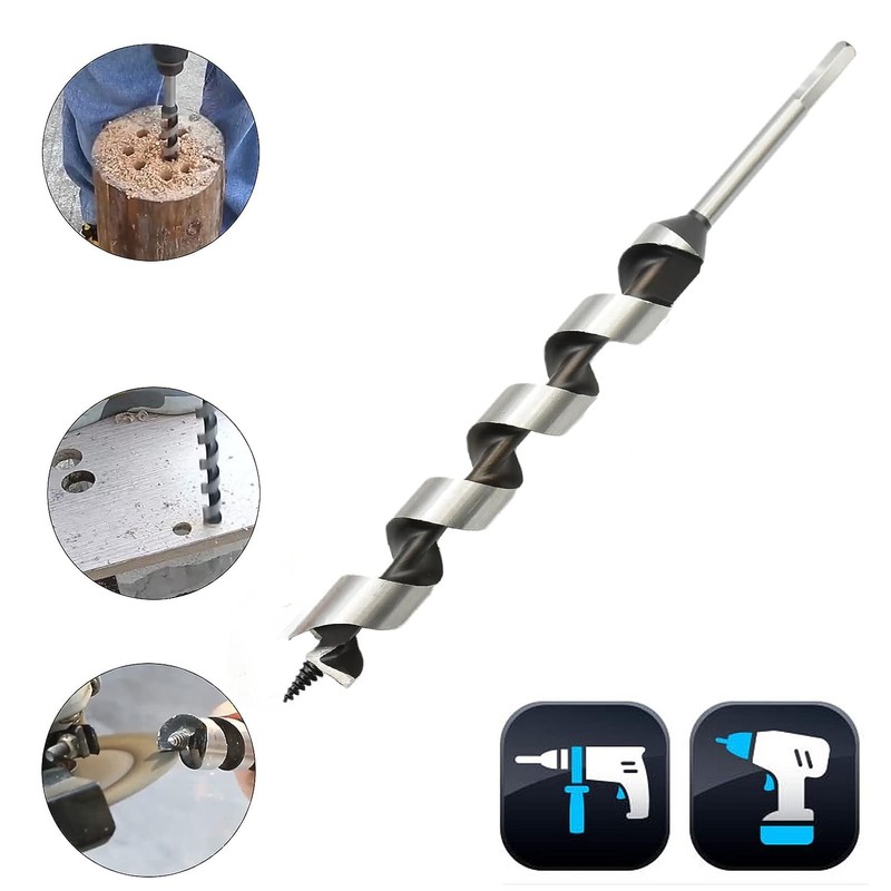 Wood Drill Bit Set, 23 cm Long, Auger Drill Bit