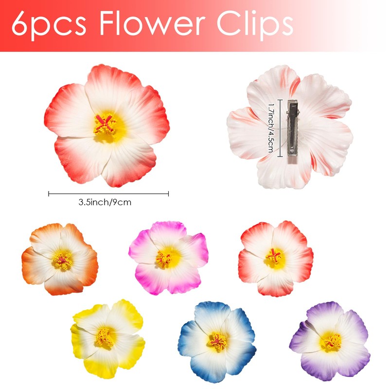 Flower Hair Clips for Women, 6Pcs Plumeria Claw Clips for
