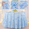 Fanqisi Blue Round Tablecloth 3D Rosette Sequin Satin Table Cloths