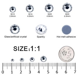 Meibite Hotfix Rhinestones Bulk, 2880PCS Crystal Hot Fix Rhinestones for Clothes DIY Decoration Crafts, Crystal, SS30, 6.3-6.5mm