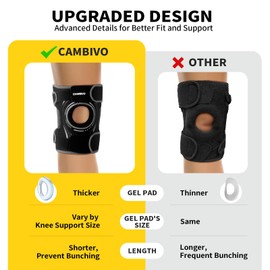 CAMBIVO ELITE Knee Brace for Women & Men with Side Stabilizers, Patella Gel Pads Brace for Meniscus Tear for Maximum Knee Pain Support (Black, Large)