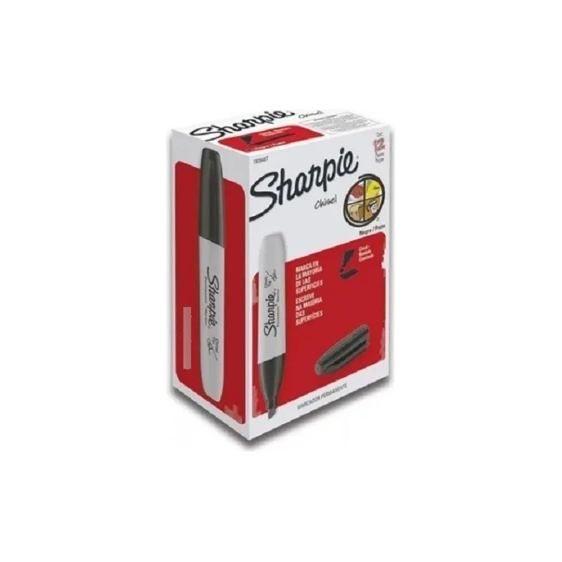 Marcadores Sharpie Punta Gruesa Cincel Chisel Negro Con 12