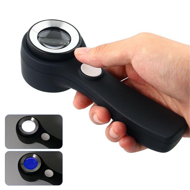 Magnifying Glass Handheld 60X Illuminated Magnifier USB Rechargeable LED Magnifying