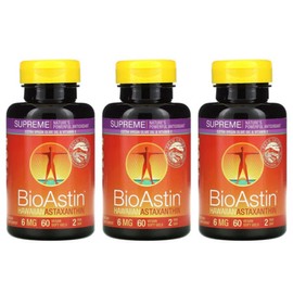 Nutrex Hawaii BioAstin Supreme Astaxanthin 6mg Vegan 60 tablets x 3 bottles Vitamin E / 뉴트렉스 하와이 바이오아스틴 슈프림 아스타잔틴 6mg 비건 60정 x3병 비타민E