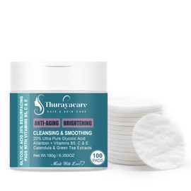 Glycolic Acid 20% Exfoliating Pads – Anti-Aging Face Pads with Vitamins B5, C, E, Allantoin & Niacinamide – Resurfacing, Brightening & Pore Cleansing – 100 Count