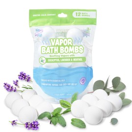 Tub Works® Vapor Bath Bombs for Toddlers & Kids, 12 Pack | Natural Essential Oils for Aromatherapy | Calming Eucalyptus Bath Bomb with Lavender & Menthol for Cold, Flu & Congestion Relief