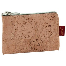 SIMARU Vegan Coin Pouch Keyring, Slim Zip Key Pouch with Card Holder Compartment (Brown)