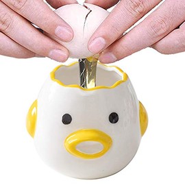 ZOSTLAND Egg Yolk Separator, HQ Creative Ceramics Cute Little Chicken Egg Yolk White, Funny Style Simple Automatic Separation Baking Assistant Tool (Upgrade Yellow Chick)