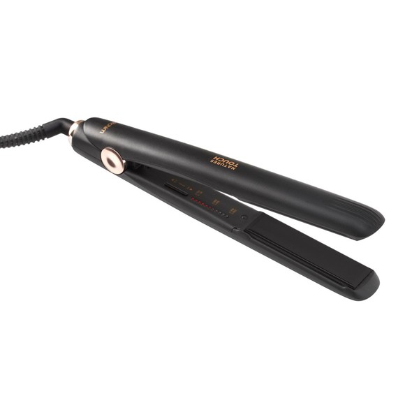 Elchim Nature's Touch Professional Flat Iron: Hair Straightener and Curling Iron with Titanium & Ceramic Plates, Dual-Universal Voltage, Automatic Shut Off, 1" Inch Wide Black