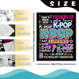 Zzkol Kpop Gifts for Women Girls Teen Flannel Throw Blanket, Korean Pop Music Present for Korea Friends K-Pop Lovers Fans, Funny Soft Bedding Sofa Blanket Birthday Ideas 50" x 60"
