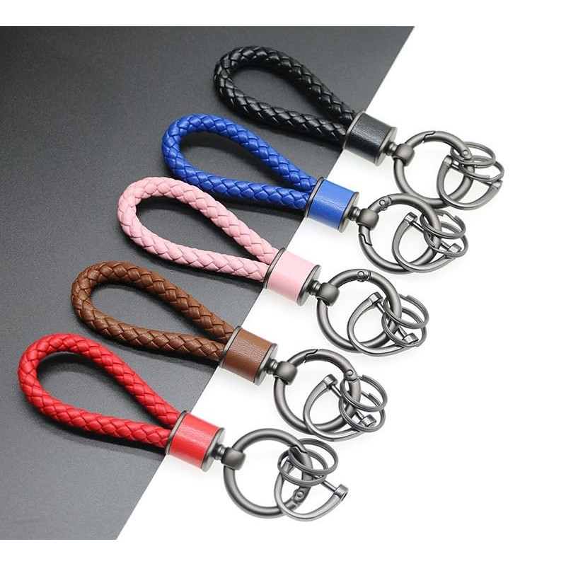 Rockyu Keychain, Men's, Women's, Braided Leather, Car Key Ring, Simple,
