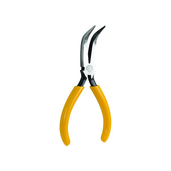 Jonard JIC-3026 Long Curved Nose Plier with Yellow Plastic Handle,
