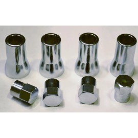 Online Auto Supply TPMS Tire Valve Stem Cap & Sleeve Cover Chrome Set American Cars and Trucks