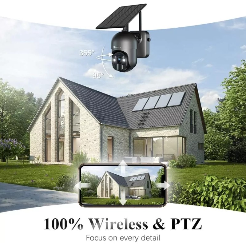 Ctronics 2.5K 4MP Security Camera Wireless Outdoor, WiFi Solar Security
