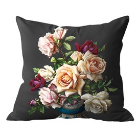 whooplaArt Elegant Decorative Velvet Floral Pillow Cover Double Sides Flower Pillowcases 18"x18" (LC-741)