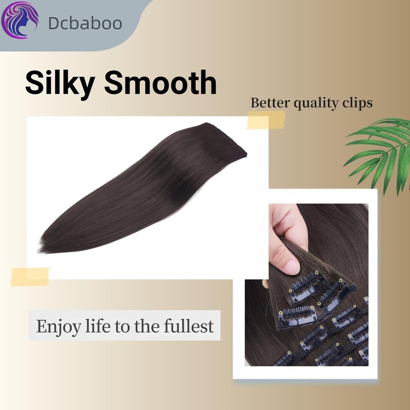 Dcbaboo Clip-In Extensions Straight Medium Brown 8 Pieces 60 cm