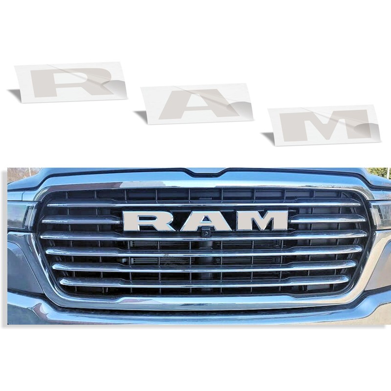 RAM Grille Emblem Overlay Decal Stickers 2025 Ram 1500 (Color: