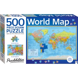 Hinkler - Puzzlebilities World Map 500-Piece Jigsaw Puzzle - Educational Home Learning Puzzle - Kids Toys - Gifts for 6 Year Olds - STEM Toys for Kids