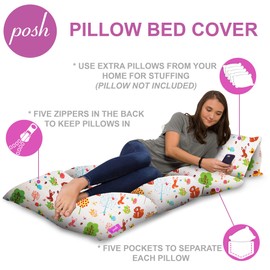 Kids Floor Pillow Cover - Premium Cushion and Lounger Covers for Pillows (King Pillows NOT Included) - Gifts for Teenage Girls, King Pillow Size, Canvas - Animals Forest Critters