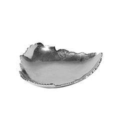 Red Co. 12” Decorative Antique Silver Allure Torn Hammered Metal Centerpiece Bowl with Sculpted Edges