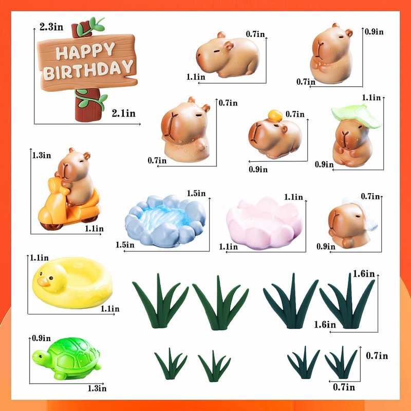 Capybara - Decoraciones para tartas de mini peces de pez
