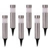 Solar Bollard Lights Outdoor - 6 Pack Stainless Steel Warm