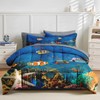 Queen Comforter Set with Sheets, 7 Pieces Underwater Sea Bedding