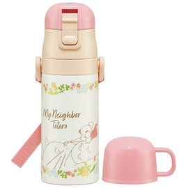 Skater SKDC3-A Children's Stainless Steel Water Bottle, 2-Way Direct Drinking, 14.2 fl oz (420 ml), Cup Drinking 11.8 fl oz (350 ml), Totoro Mei, Lightweight Type, For Girls, Heat Retention, Cold Insulation, Small Capacity, Water Bottle, Sports Bottle, C