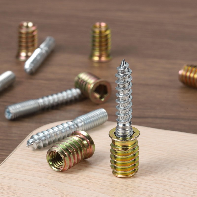 uxcell M8x50mm Hanger Bolts, 12pcs 31mm Wood Dowel Screw Self-Tapping