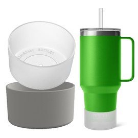 OAWEEN 2 pcs Silicone Boot for YETI Rambler Tumbler 20 30 oz Mug 25-42 oz Bottom Diameter 2.87"-3.07" Anti-Scratch Protective Sleeve for Bottles Anti-Slip Clear Cover Outdoor Use Accessories, Gray